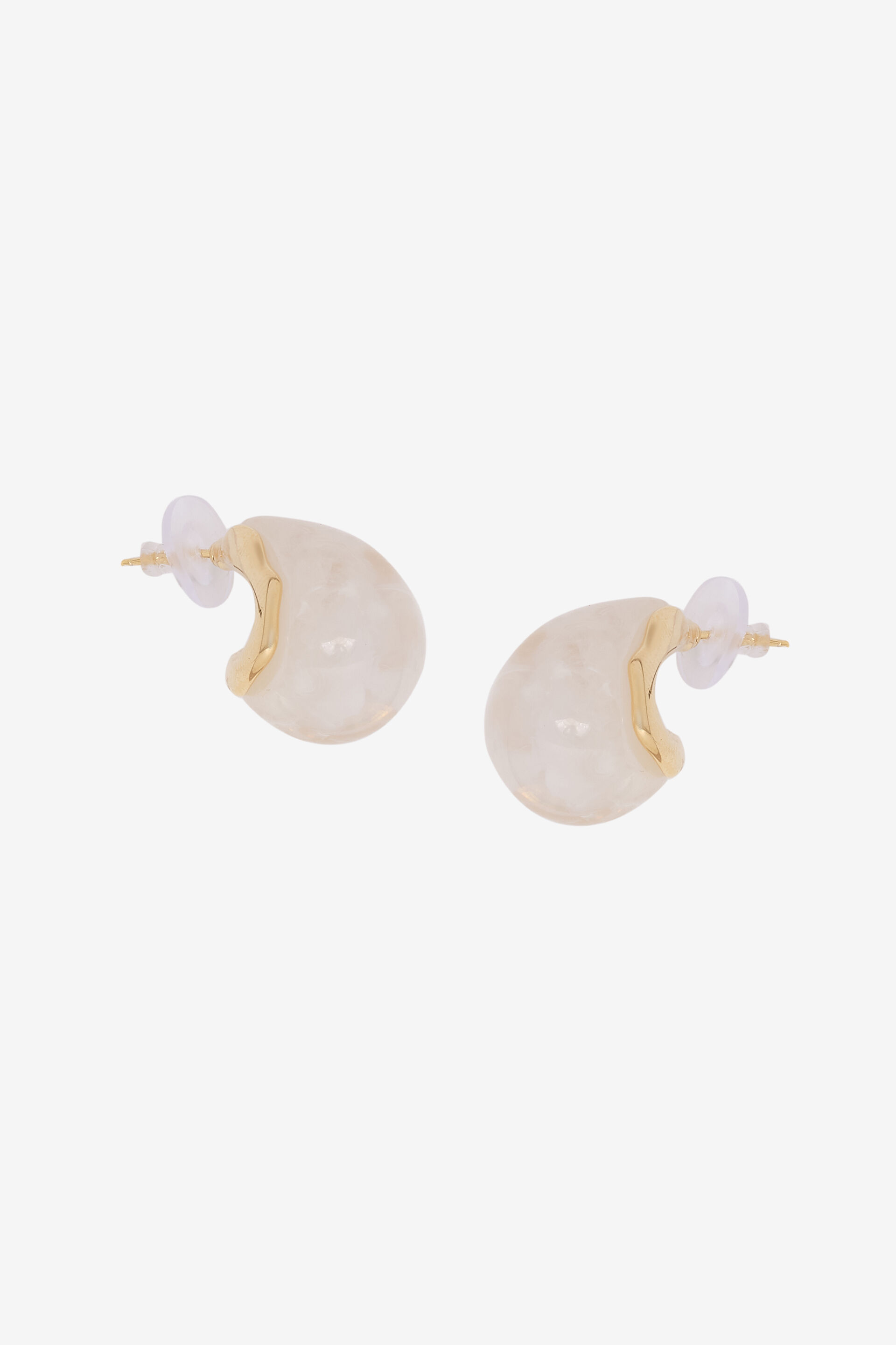 Off White Curved Earrings, , image 1
